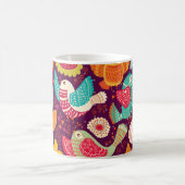 美しい鳥、花、ポス芸術的ター コーヒーマグカップ (中央)