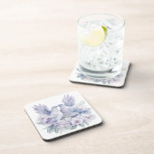 美しい鳩のカップルの水色 コースター (右側)