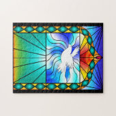 美しい鳩ステンドグラス教会ウィンドウパズル ジグソーパズル (横)