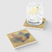 美しい鶏と素朴納屋チキンクープ ストーンコースター (横)