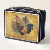 美しい鶏と素朴納屋チキンクープ メタルランチボックス (正面)