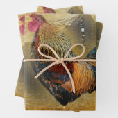 美しい鶏と素朴納屋チキンクープ ラッピングペーパーシート (インサイチュ)