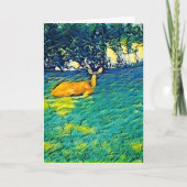 美しい鹿が芝生で眠っていた空白の。 カード (正面)