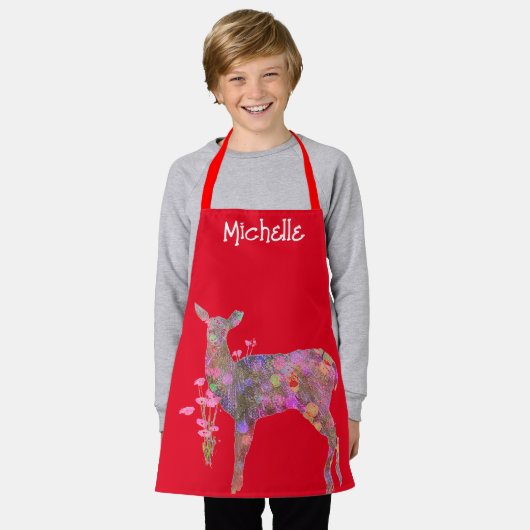 美しい鹿のクリスマス エプロン (着用した状態)