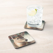 美しい鹿の冬の休日/クリスマスコアスター コースター (右側)