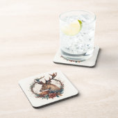 美しい鹿の冬の休日/クリスマスコアスター コースター (右側)