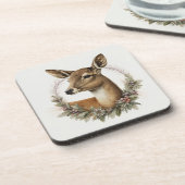 美しい鹿の冬の休日/クリスマスコアスター コースター (左側)