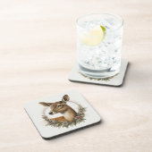 美しい鹿の冬の休日/クリスマスコアスター コースター (右側)