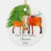 美しい鹿の家族が初めて セラミックオーナメント (正面)