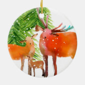 美しい鹿の家族が初めて セラミックオーナメント (裏面)