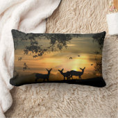 美しい鹿の枕 ランバークッション (ブランケット)