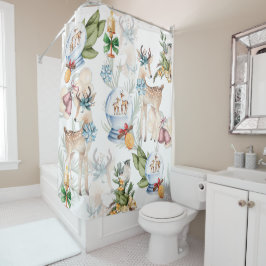 美しい鹿の水色のクリスマス シャワーカーテン