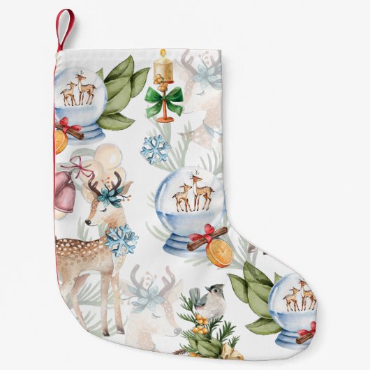 美しい鹿の水色のクリスマス スモールクリスマスストッキング (正面)