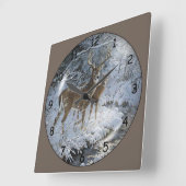 美しい鹿ファミリー スクエア壁時計 (傾斜)