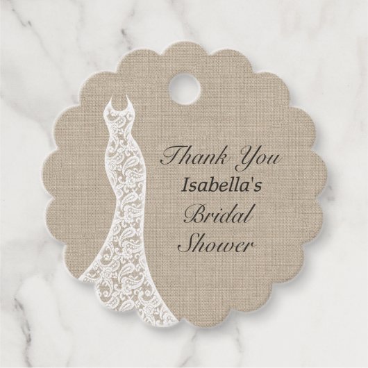 美しい麻のウェディングシャワー感謝祭 フェイバータグ (正面)