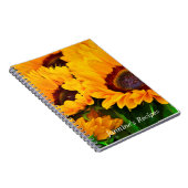 美しい黄パーソナライズされた橙色ひまわり ノートブック (右側)