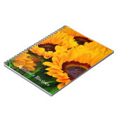 美しい黄パーソナライズされた橙色ひまわり ノートブック (左側)