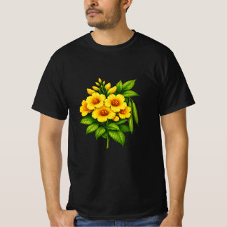 美しい黄色いひまわりのブーケと緑の葉 Tシャツ