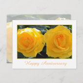 美しい黄色いバラの花の幸せな記念日 ポストカード (正面/裏面)