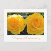 美しい黄色いバラの花の幸せな記念日 ポストカード (正面)