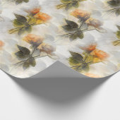 美しい黄色いバラの花柄 ラッピングペーパー (角)