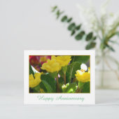 美しい黄色い庭の花の幸せな記念日 ポストカード (スタンド正面)