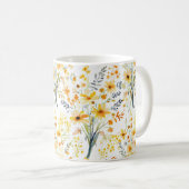 美しい黄色い春の野パーソナライズされた花 コーヒーマグカップ (正面右)