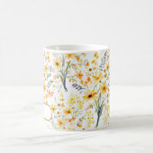 美しい黄色い春の野パーソナライズされた花 コーヒーマグカップ (中央)