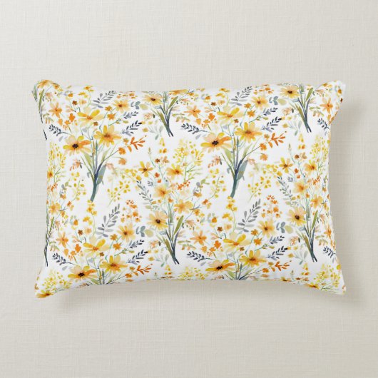 美しい黄色い春の野花 アクセントクッション (正面)