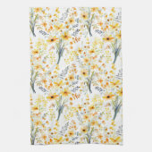 美しい黄色い春の野花 キッチンタオル (縦)