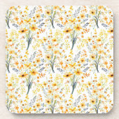 美しい黄色い春の野花 コースター (正面)