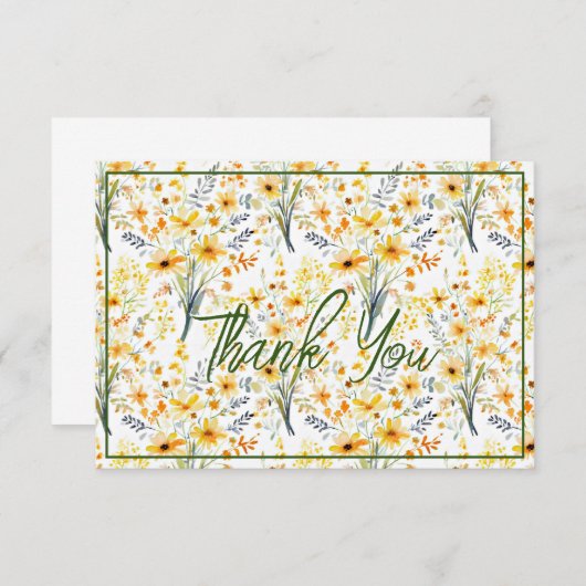 美しい黄色い春の野花 サンキューカード (正面/裏面)