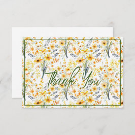 美しい黄色い春の野花 サンキューカード