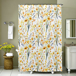 美しい黄色い春の野花 シャワーカーテン