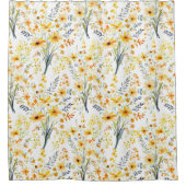 美しい黄色い春の野花 シャワーカーテン (正面)