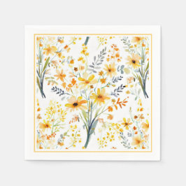 美しい黄色い春の野花 スタンダードカクテルナプキン