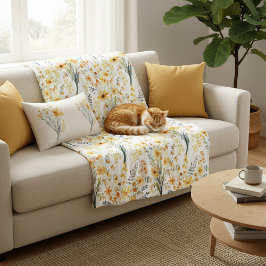 美しい黄色い春の野花 フリースブランケット