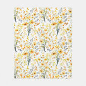 美しい黄色い春の野花 フリースブランケット (正面)