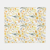 美しい黄色い春の野花 フリースブランケット (正面(横))