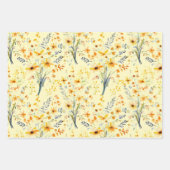 美しい黄色い春の野花 ラッピングペーパーシート (正面3)