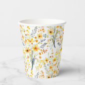 美しい黄色い春の野花 紙コップ (正面)