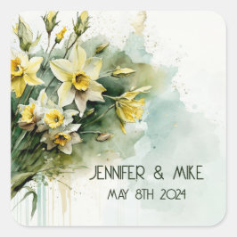 美しい黄色い水仙 スクエアシール