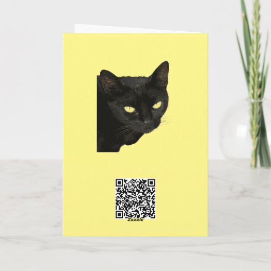 美しい黄色い目のベクターアートを持つ黒猫 カード (裏面)