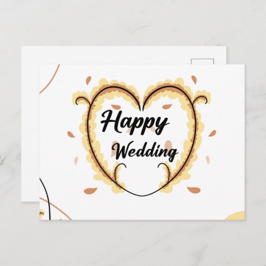 美しい黄色い花と幸せな結婚カード ポストカード (正面/裏面)