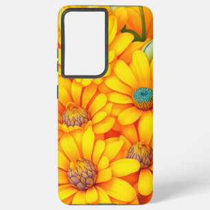 美しい黄色い花柄 SAMSUNG GALAXY S21+ケース