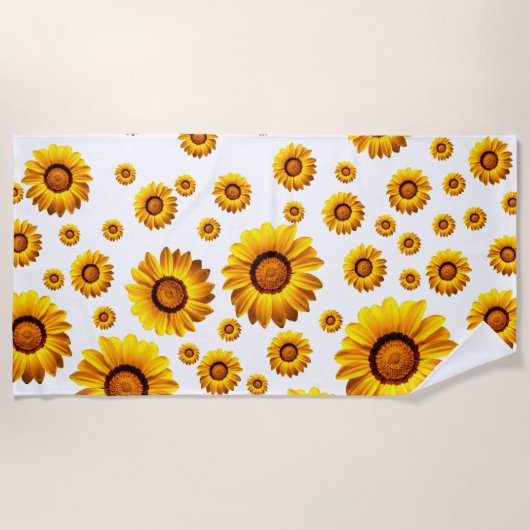 美しい黄色い花 ビーチタオル (正面)