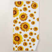 美しい黄色い花 ビーチタオル (正面)