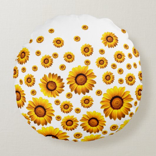 美しい黄色い花 ラウンドクッション (正面)