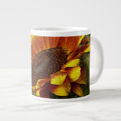 美しい黄色とオレンジのヒマワリのジャンボマグ ジャンボコーヒーマグカップ (正面右)