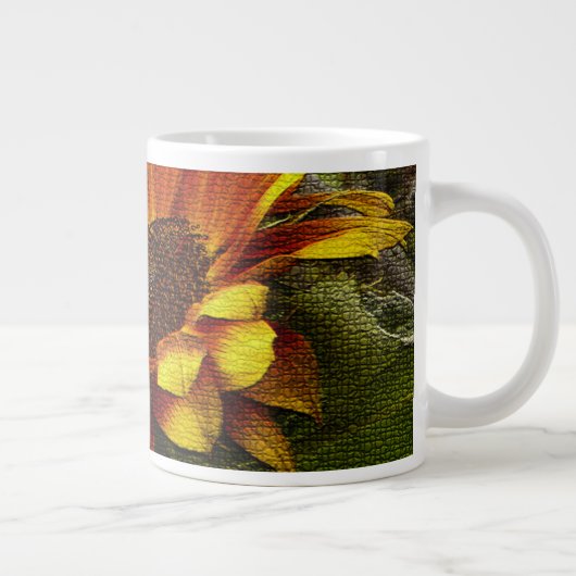 美しい黄色とオレンジのヒマワリのジャンボマグ ジャンボコーヒーマグカップ (右)